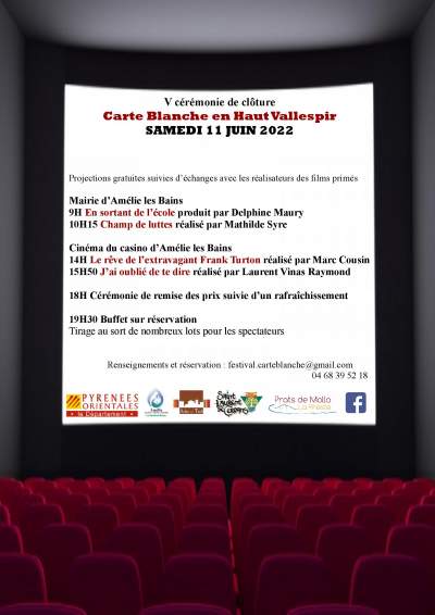 Cinéma-Carte blanche en Vallespir-clôture annuelle- Amélie-les-bains-11 juin 2022